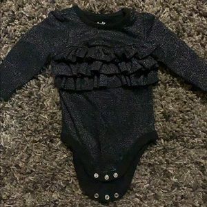 Black sparkle long sleeve onesie
